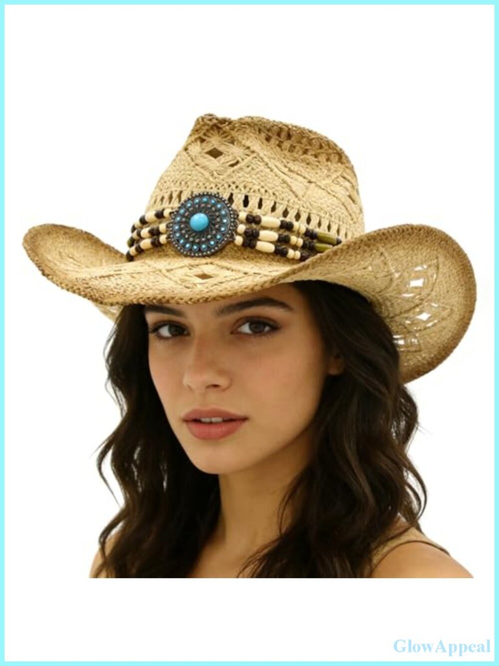 Straw Cowboy Hat Men Women Wide Brim Breathable Adjustable Western Sun